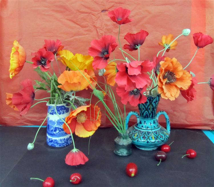 orange and red poppies