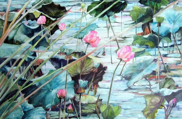 Pond - Sheila Connor - 50cm x 80cm - watercolour on paper